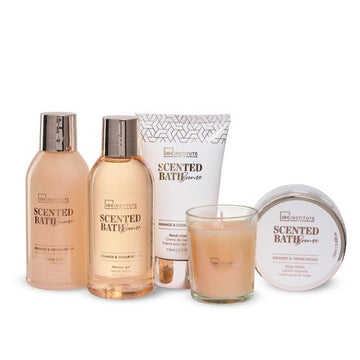 IDC Institute Bath set bronze 5 p. B.lotion 100ml, Hand Cream 110ml, S.gel 150ml, Bubble bath 150ml, Candle 50g.